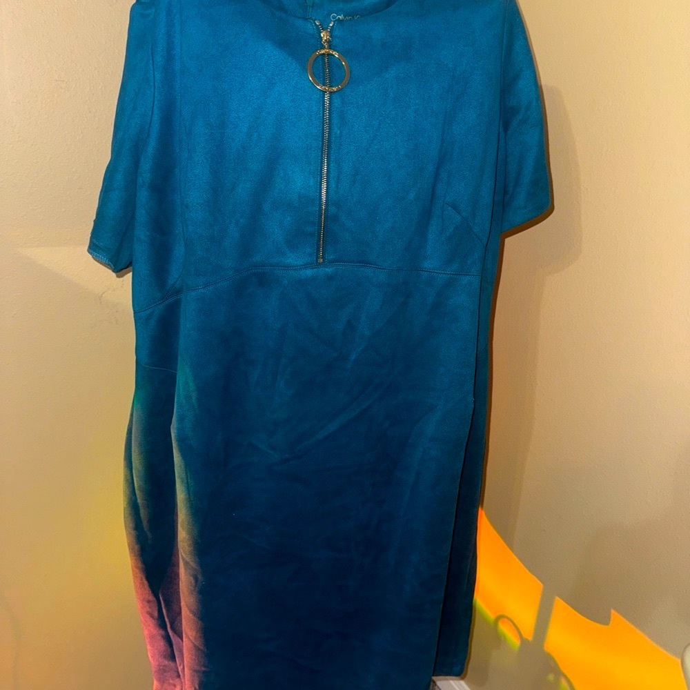 Calvin Klein Blue Dress with Zipper Detail